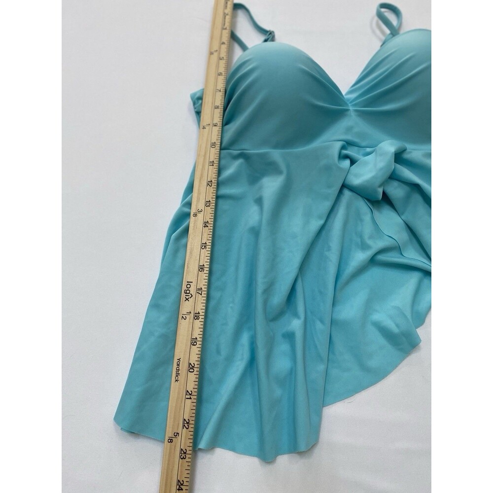 Women Size 1XL Aqua Turquoise Tankini Swimsuit Set High Waist Bathing Suit - Picture 5 of 8